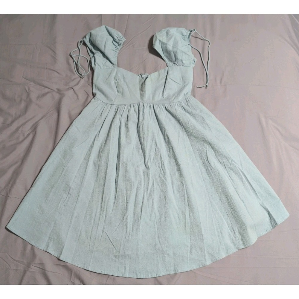 Abercrombie & Fitch Puff Sleeve Mini Dress Light Blue Babydoll Pockets Size S